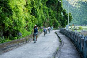 cycling to local village at Lan Ha Bay